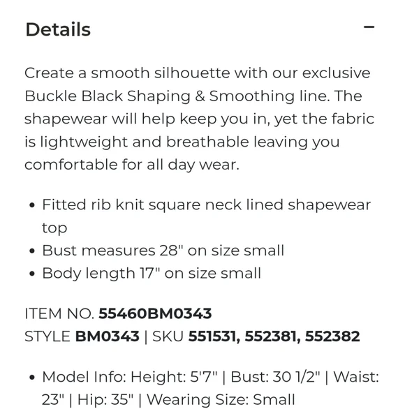 NEW Buckle BLACK Shaping & Smoothing Black Ribbed Crop Top Sz XL NWT Contour - Picture 5 of 7